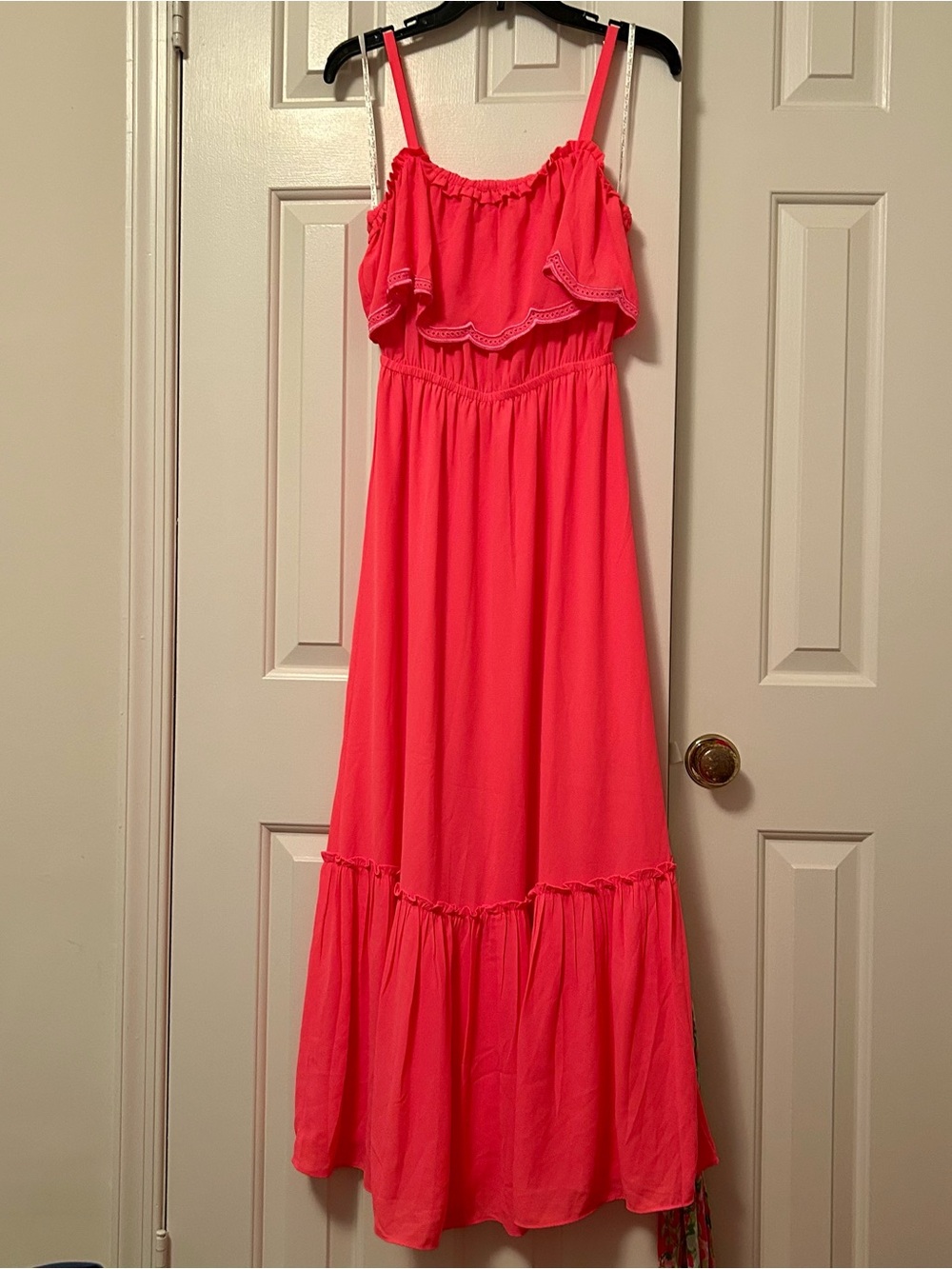 Lilly Pulitzer Adia Maxi Dress Love Potion Pink Embroidery Ruffles Size Small